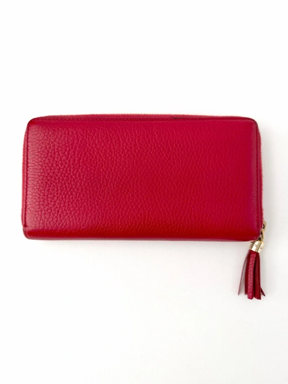 GUCCI | Red Soho GG Logo Disco Zip Around Leather Wallet Tassel Continental - Picture 2 of 15